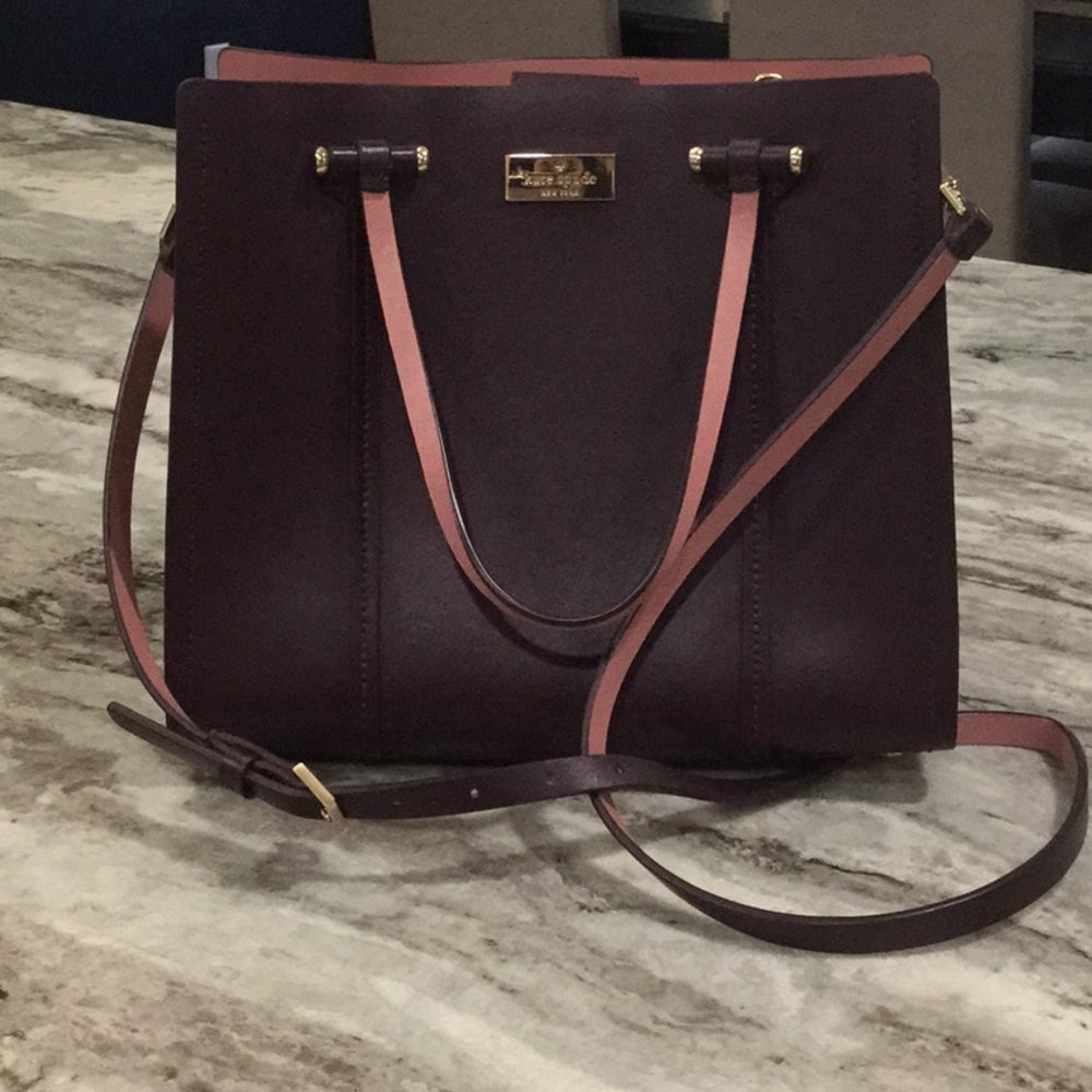Two tone cranberry and blush Kate Spade crossbody